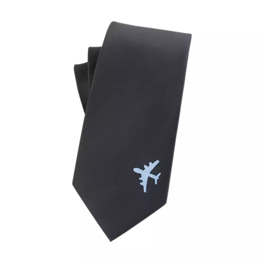 Black Tie with Blue Jumbo Jet 4 Engine Airplane - Picture 3 of 8
